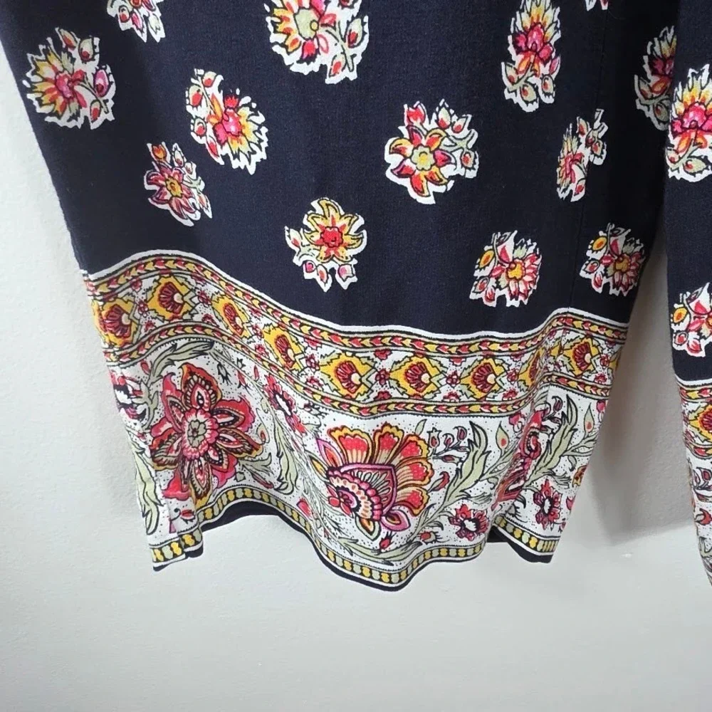 LOFT Bohemian  Floral Print Wide Leg Crop Pants Drawstring Waist Womens Small - Picture 5 of 7